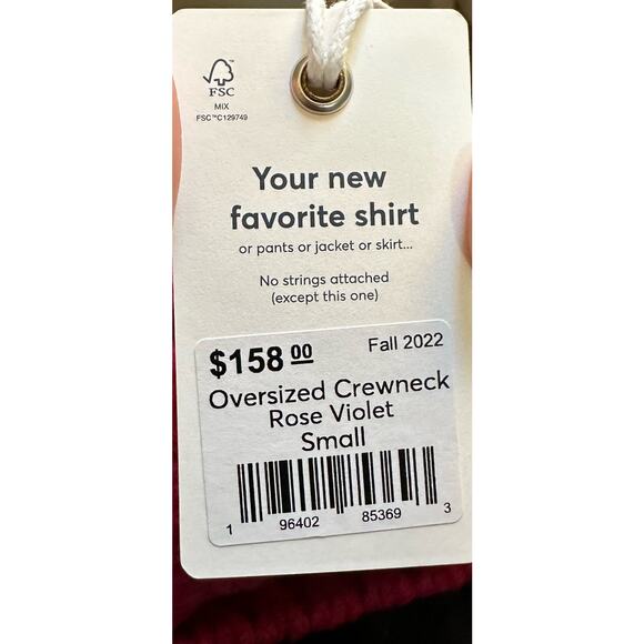 MARINE LAYER Oversized Crewneck Sweater Rose Violet Size Small New with tags - Picture 5 of 6